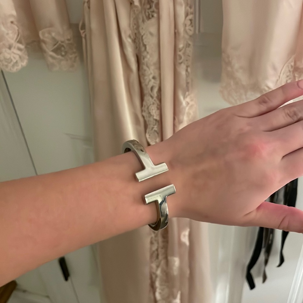 Silver T Cuff Bracelet
